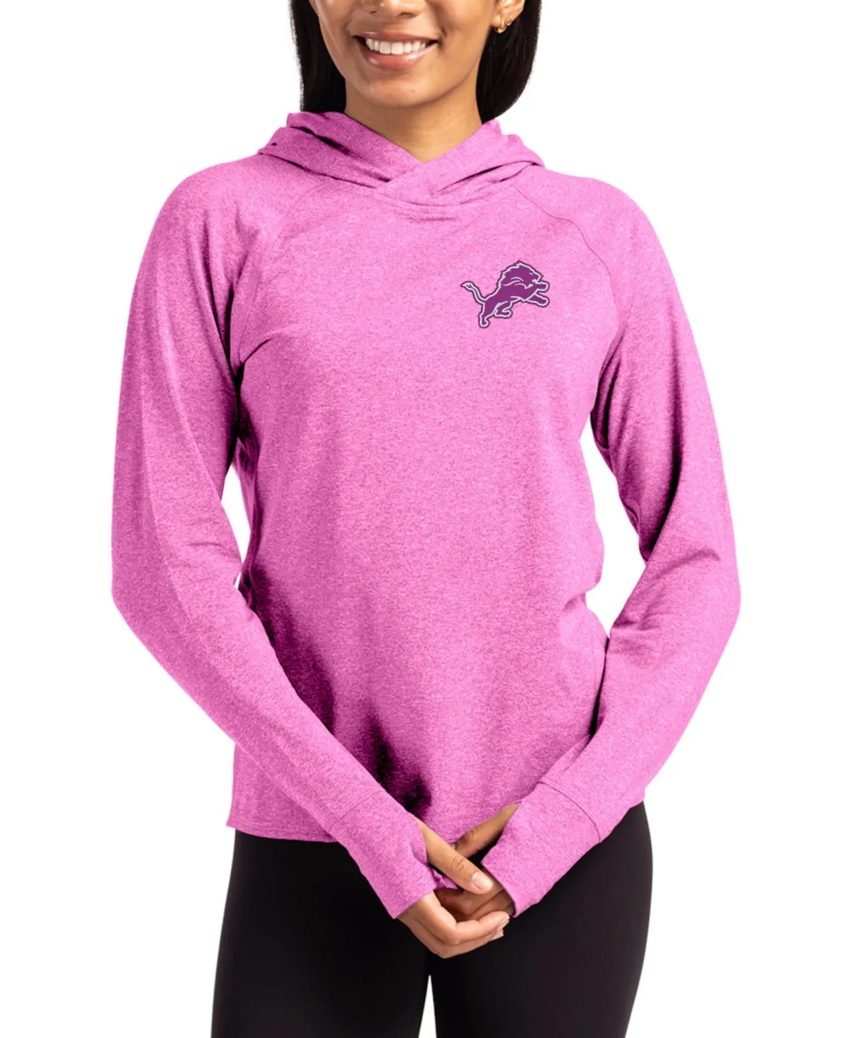 Detroit Lions Tonal Logo Adapt Knit Raglan Pullover Hoodie by Cutter & Buck