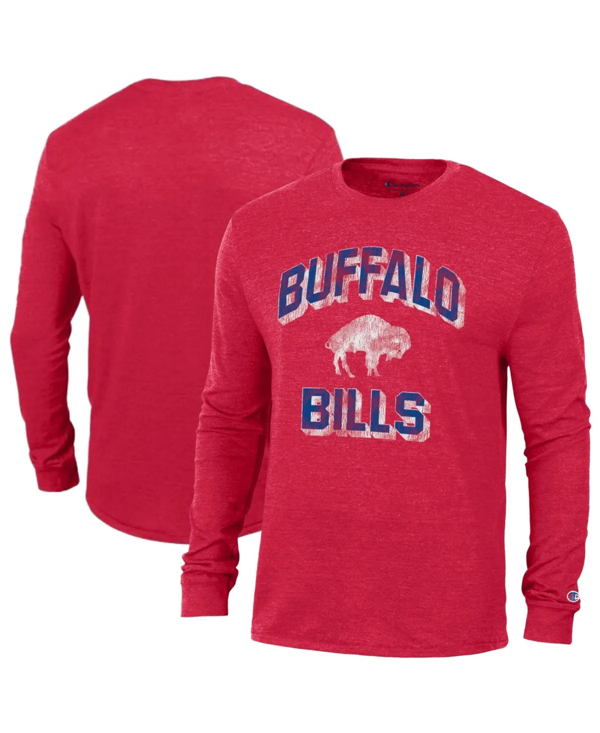 Buffalo Bills Ultimate Distressed Long-Sleeve Crewneck T-Shirt by Champion