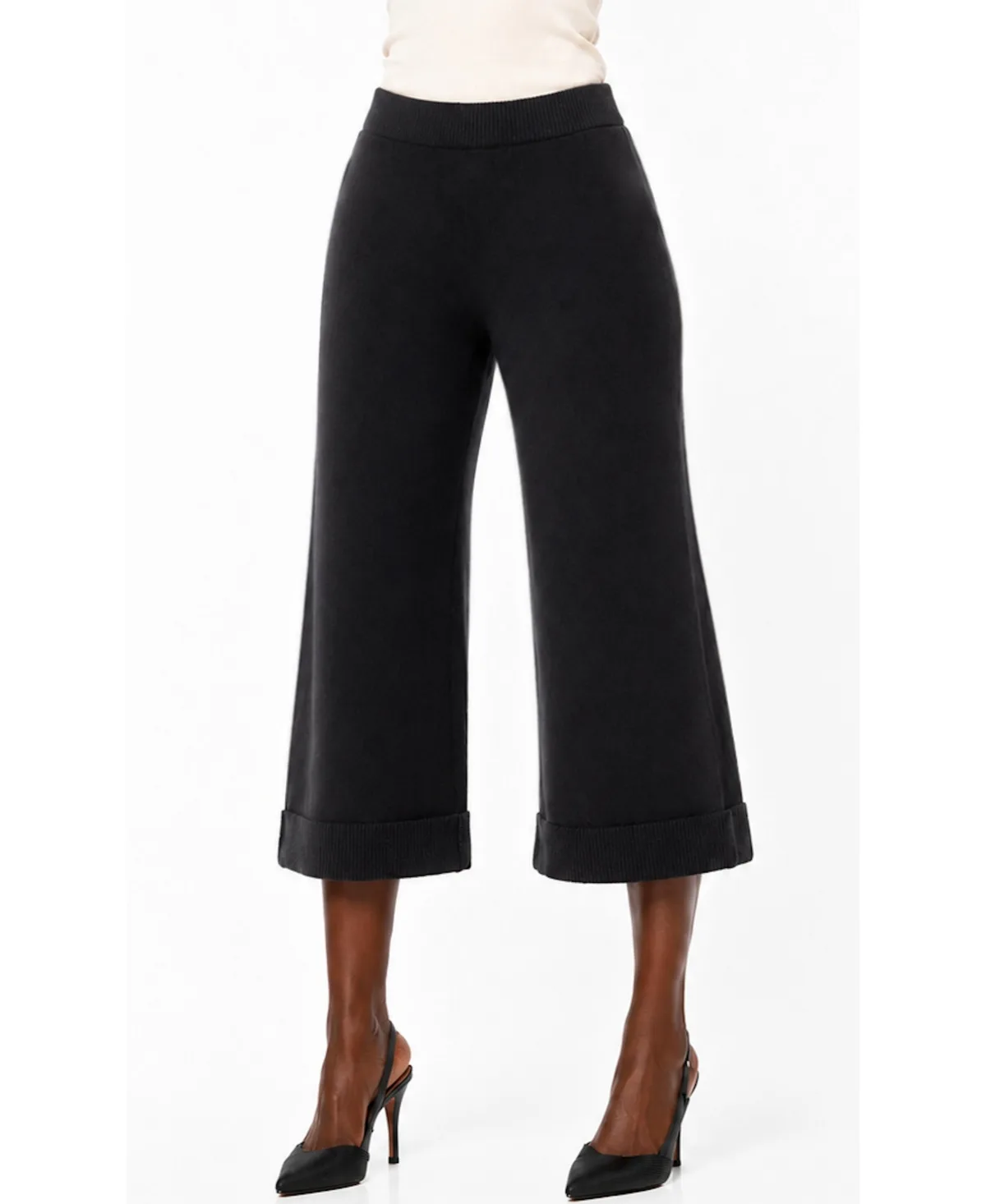 Vicchi Pull-On Wide-Leg Cropped Pants by Dai Moda