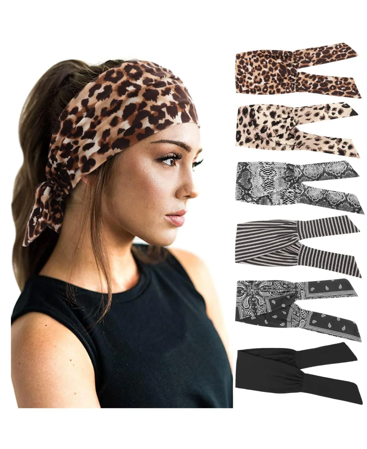 Adjustable Knotted Non-Slip Hair Bands, 6-Piece Set by Peneyon