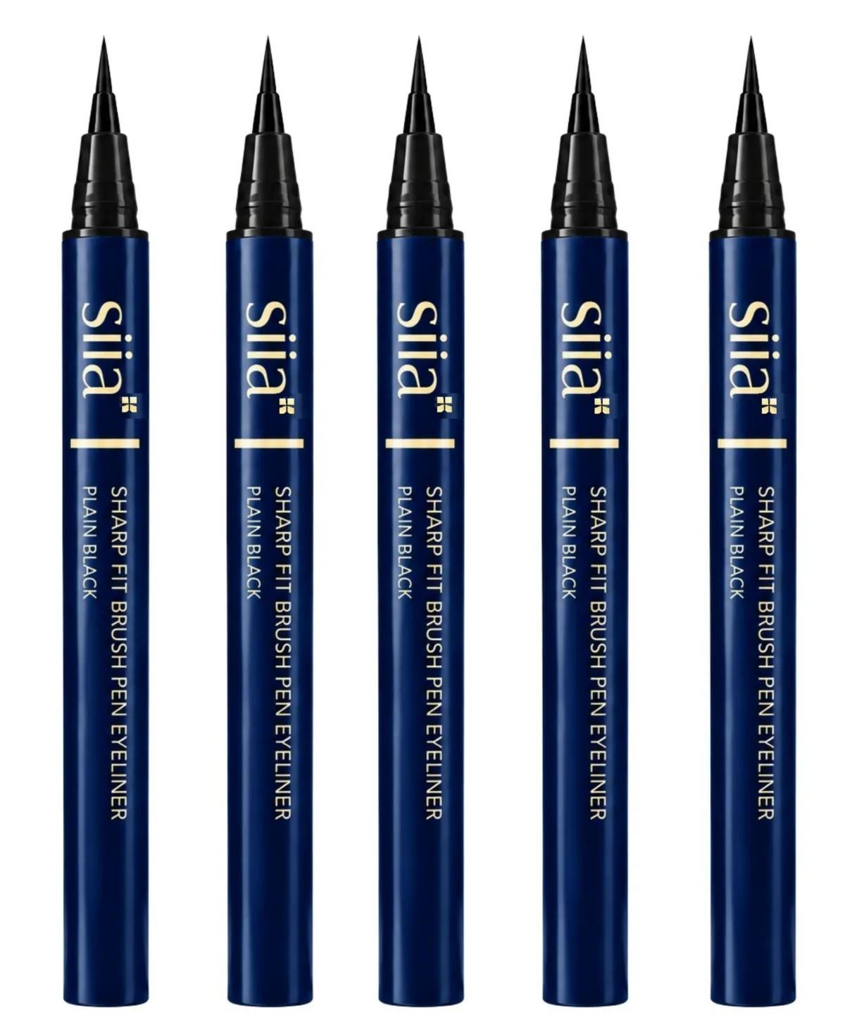 5 Pieces Sharp Fit Brush Pen Eyeliner - 01 Plain Black by Siia Cosmetics