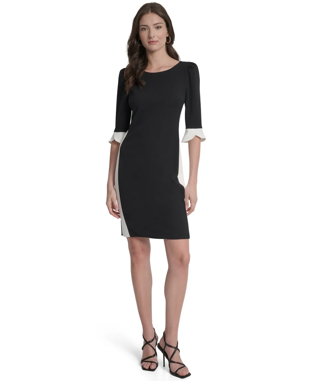 Colorblock 3/4-Sleeve Sheath Dress
