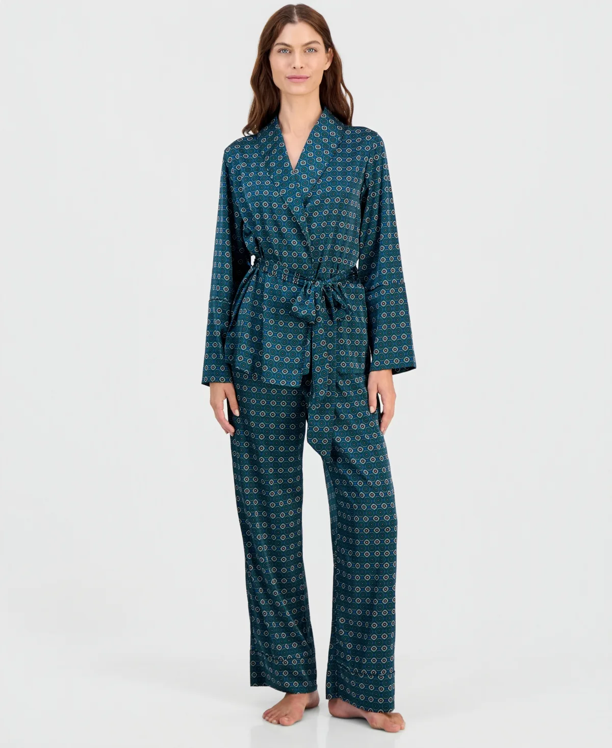 Satin Shawl Collar Pajama Set by INC International Concepts
