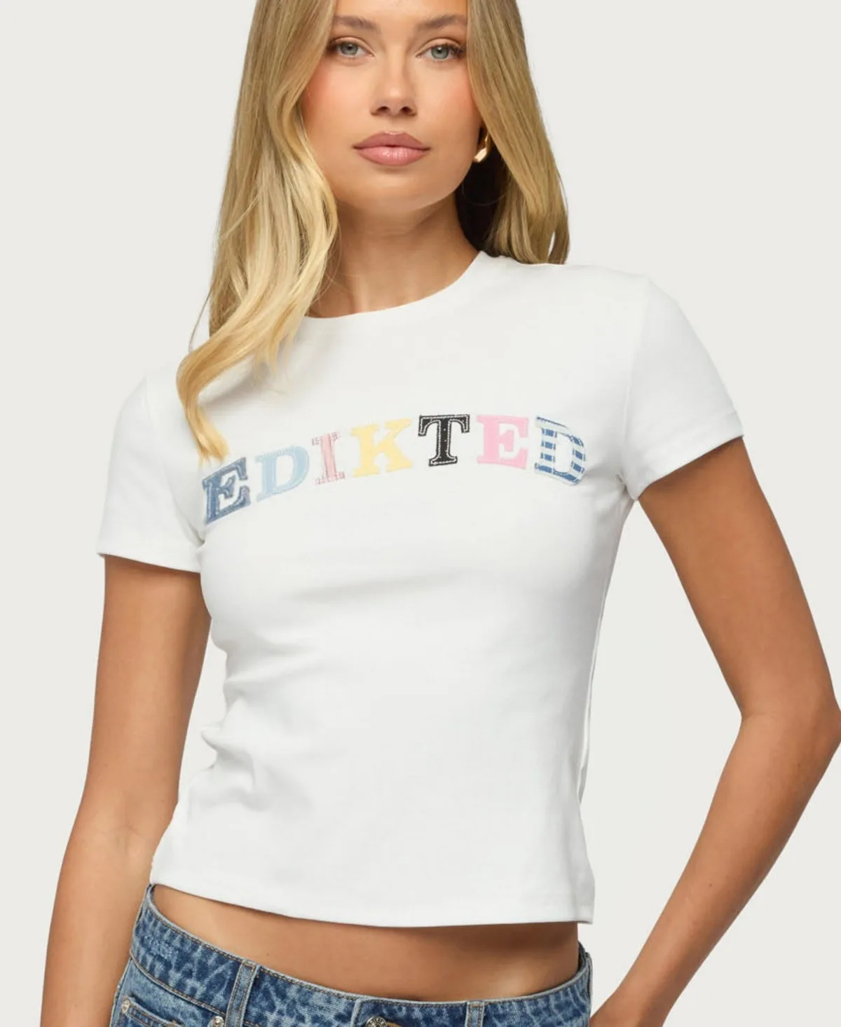 Patchwork Baby Short-Sleeve Crewneck Graphic T-Shirt by Edikted