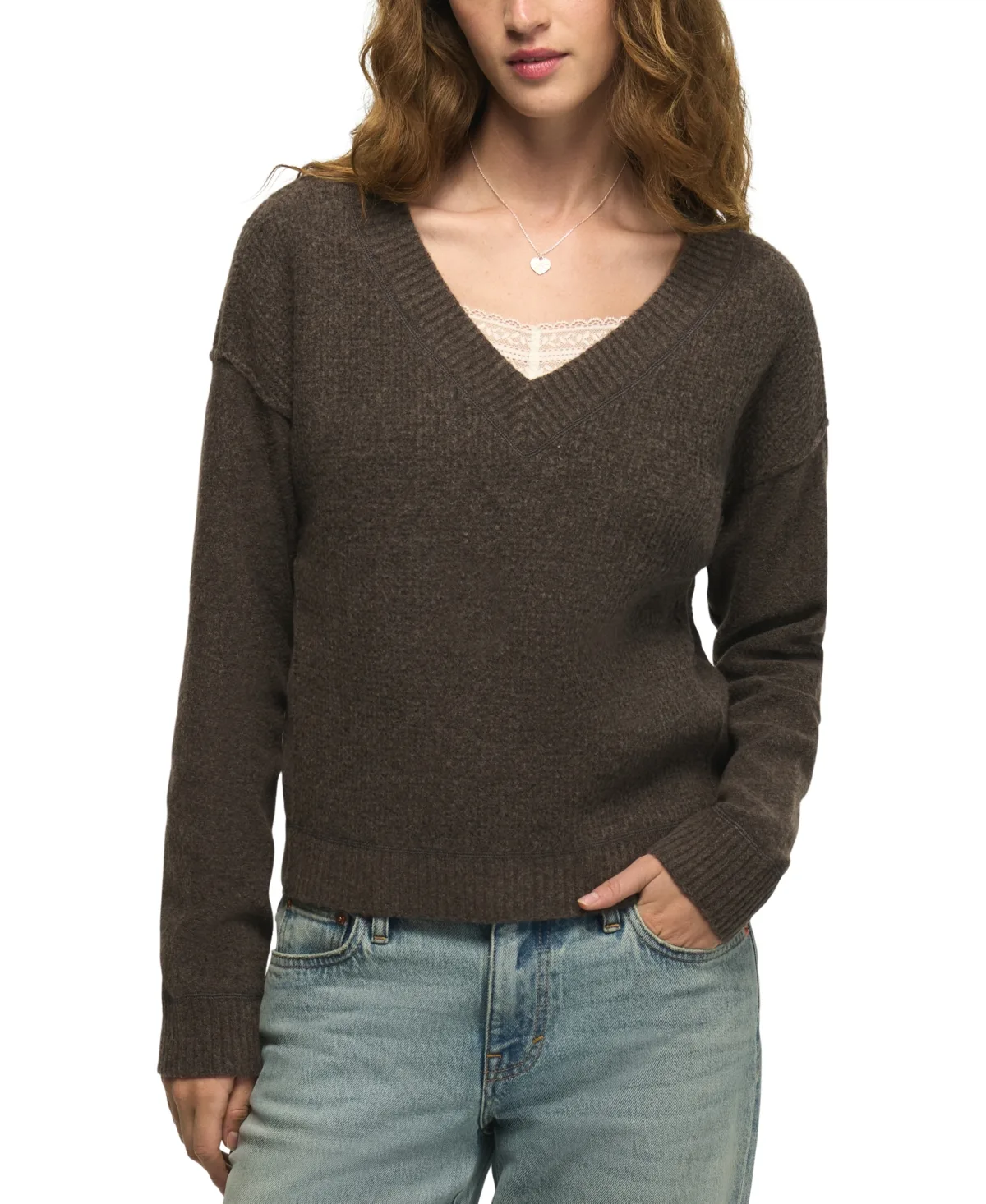 Waffle V-Neck Sweater by Lucky Brand