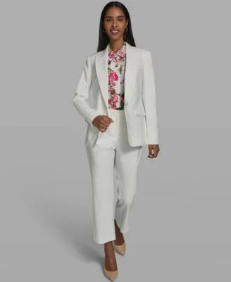 Collared Woven Blazer Short Sleeve Collared Blouse Woven Ankle Pants by Karl Lagerfeld