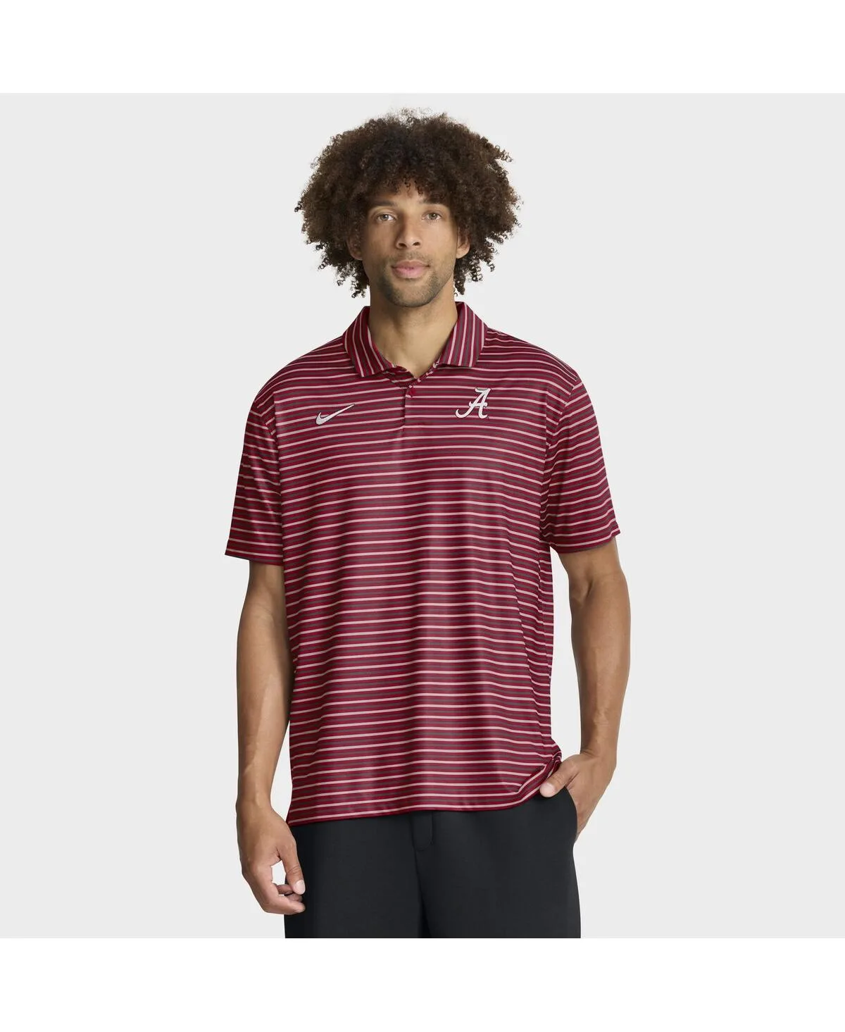 Alabama Crimson Tide 2025 Coaches Premium Tour Stripe Dri-Fit Polo Shirt by Nike