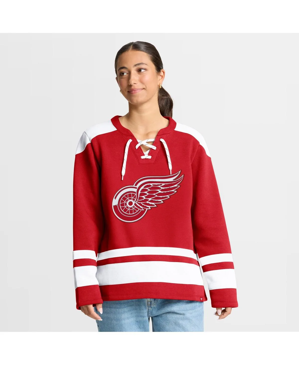 Detroit Red Wings Icing Long Sleeve Lace Up Sweatshirt by Fanatics