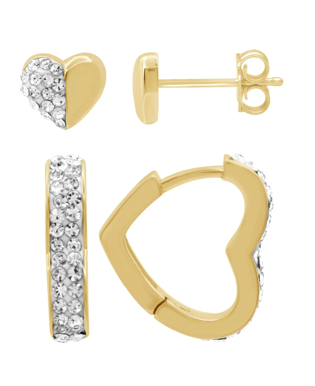 Gold or Silver Plated 2-Piece Heart and Hanging Hoop Earrings Set by And Now This
