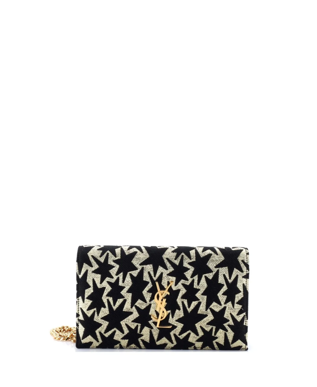 Pre-Owned Saint Laurent Classic Monogram Wallet on Chain Woven Fabric by Saint Laurent
