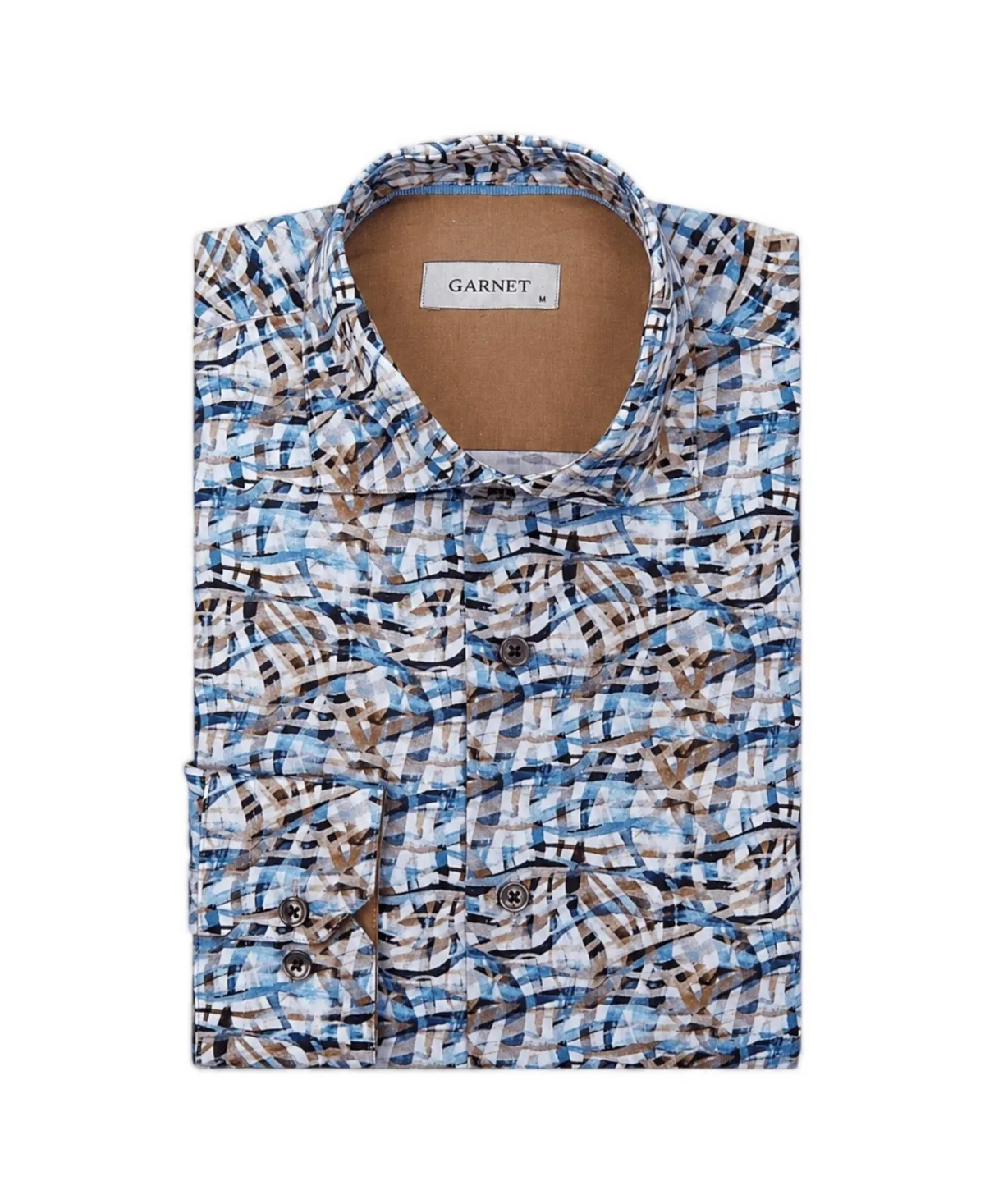 Abstract Print Long-Sleeve Spread Collar Shirt by Garnet