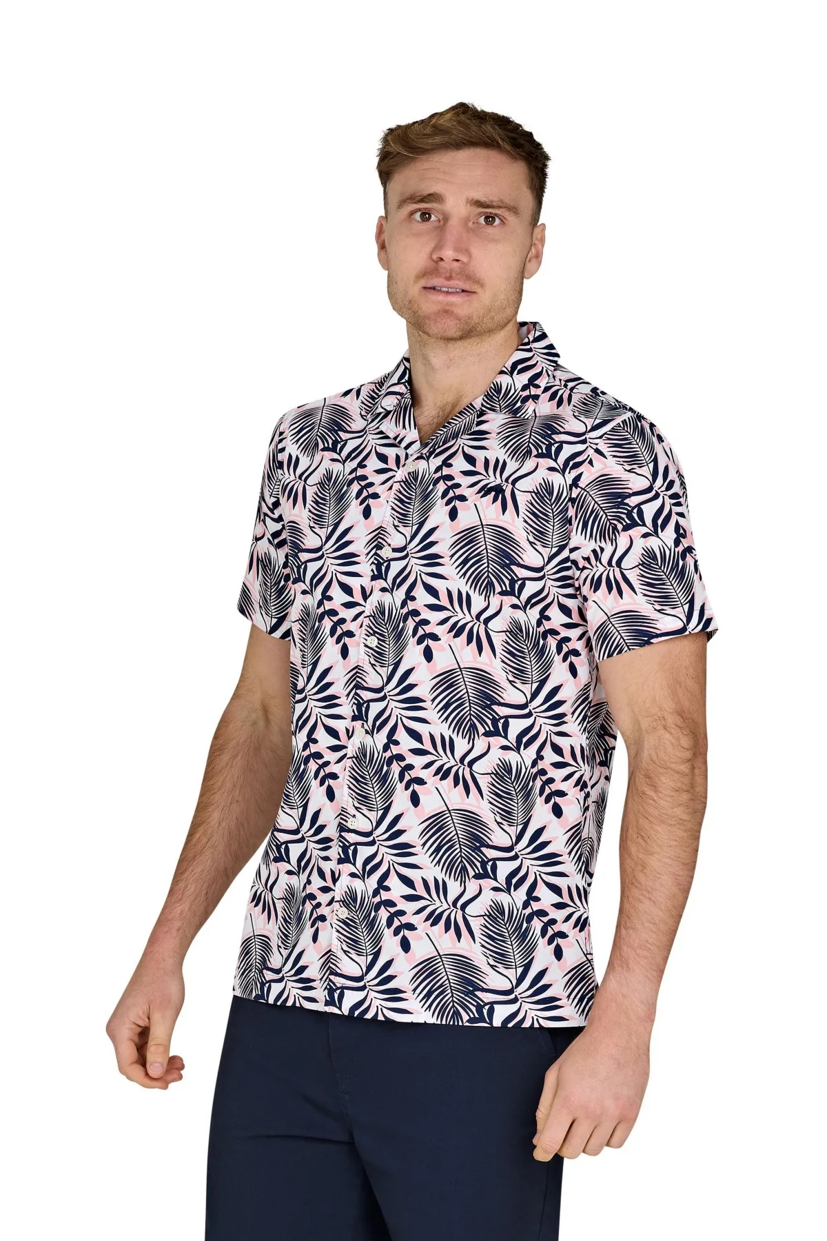 Large Fern Short-Sleeve Camp Classic-Fit Shirt by Raging Bull