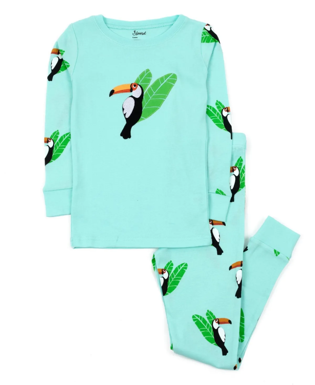 Long-Sleeve Animal and Nature Print Cotton Top and Pants, 2-Piece Set by Leveret