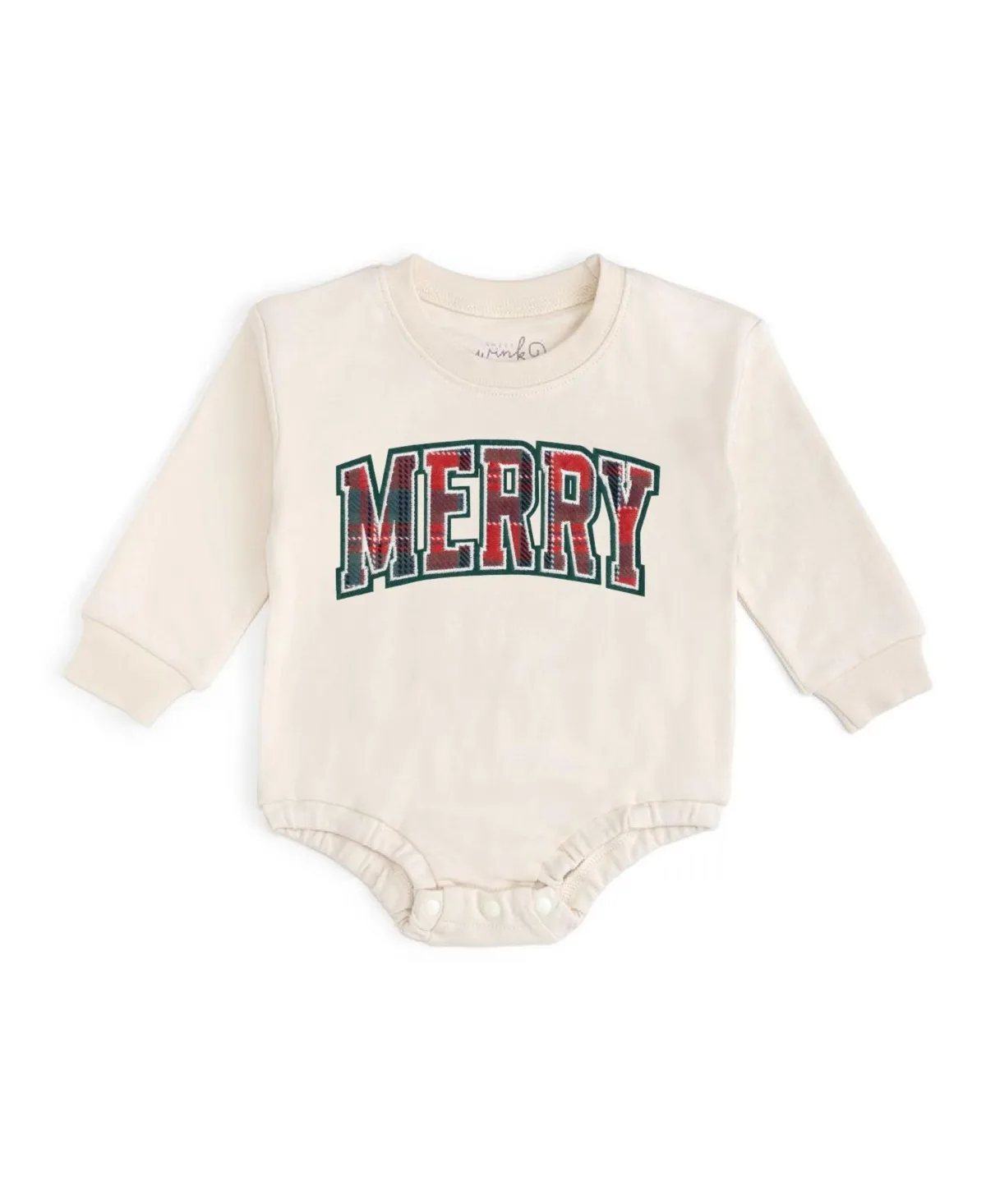Tartan Long-Sleeve Holiday Romper by Sweet Wink
