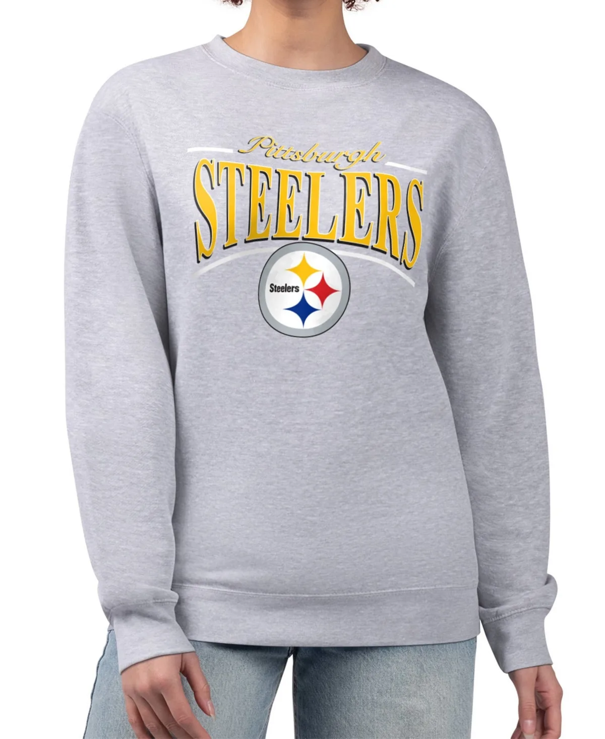 Pittsburgh Steelers Arch Stripe Fleece Pullover Sweatshirt by Starter