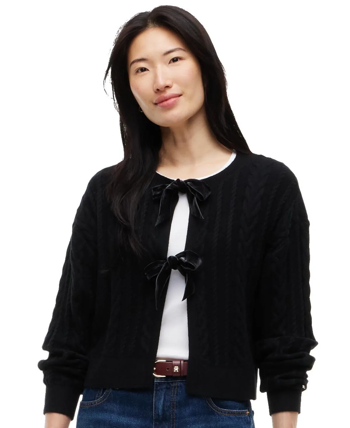 Front Bows Cable-Knit Cardigan by Tommy Hilfiger