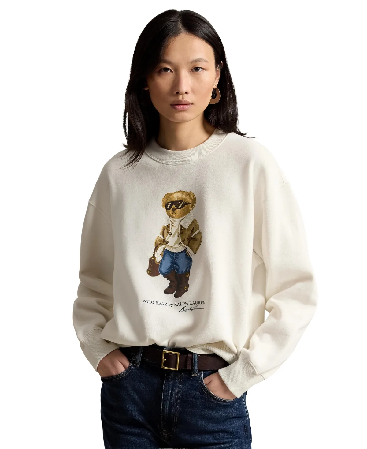 Winter Polo Bear Fleece Crewneck Sweatshirt
