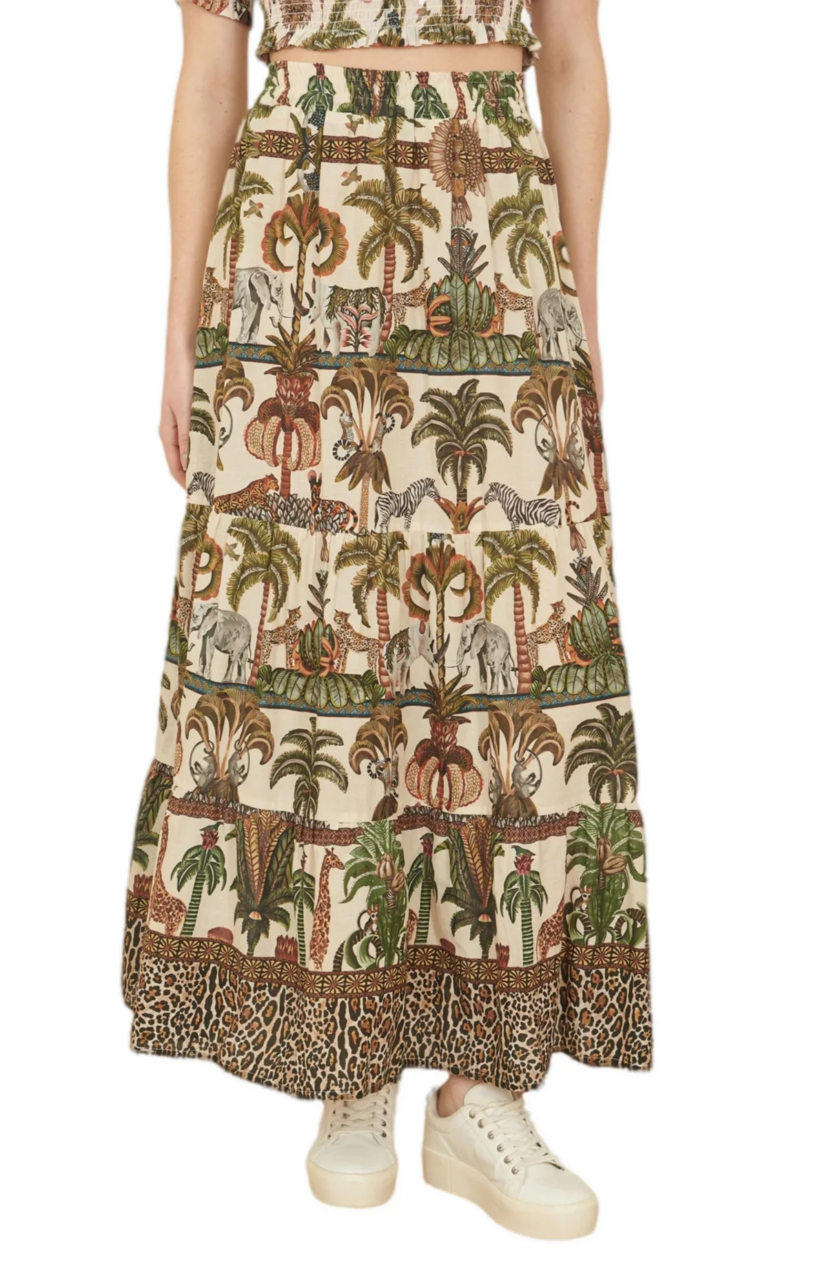 Animal Print High-Waisted Midi Skirt by Yumi