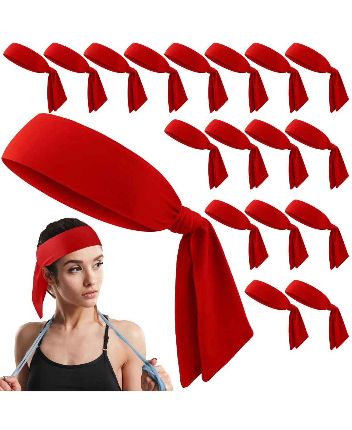 18 Pack Tie Headbands Sports Sweatbands by Sportneer