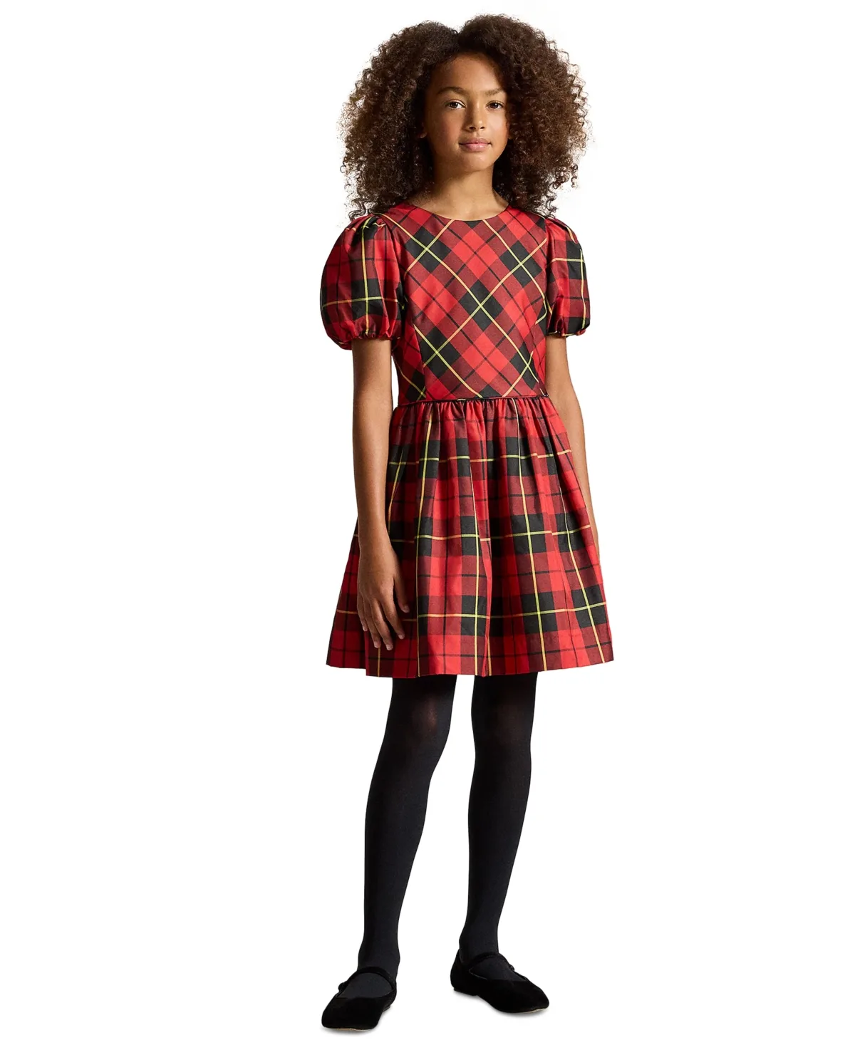 Balloon-Sleeve Taffeta Dress by Polo Ralph Lauren