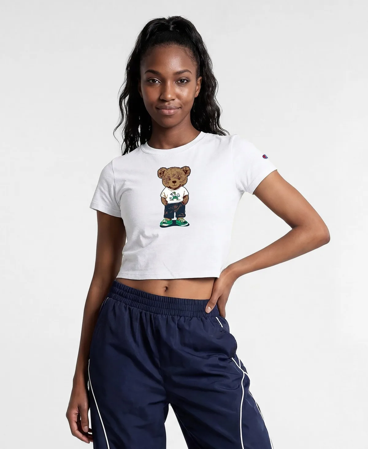 Notre Dame Fighting Irish Teddy Bear Cropped T-Shirt by Champion