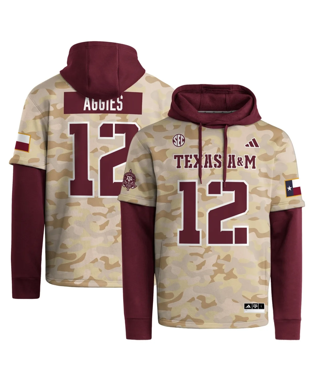 Texas A&M Aggies Strategy Fleece-Lined Jersey Hoodie by adidas