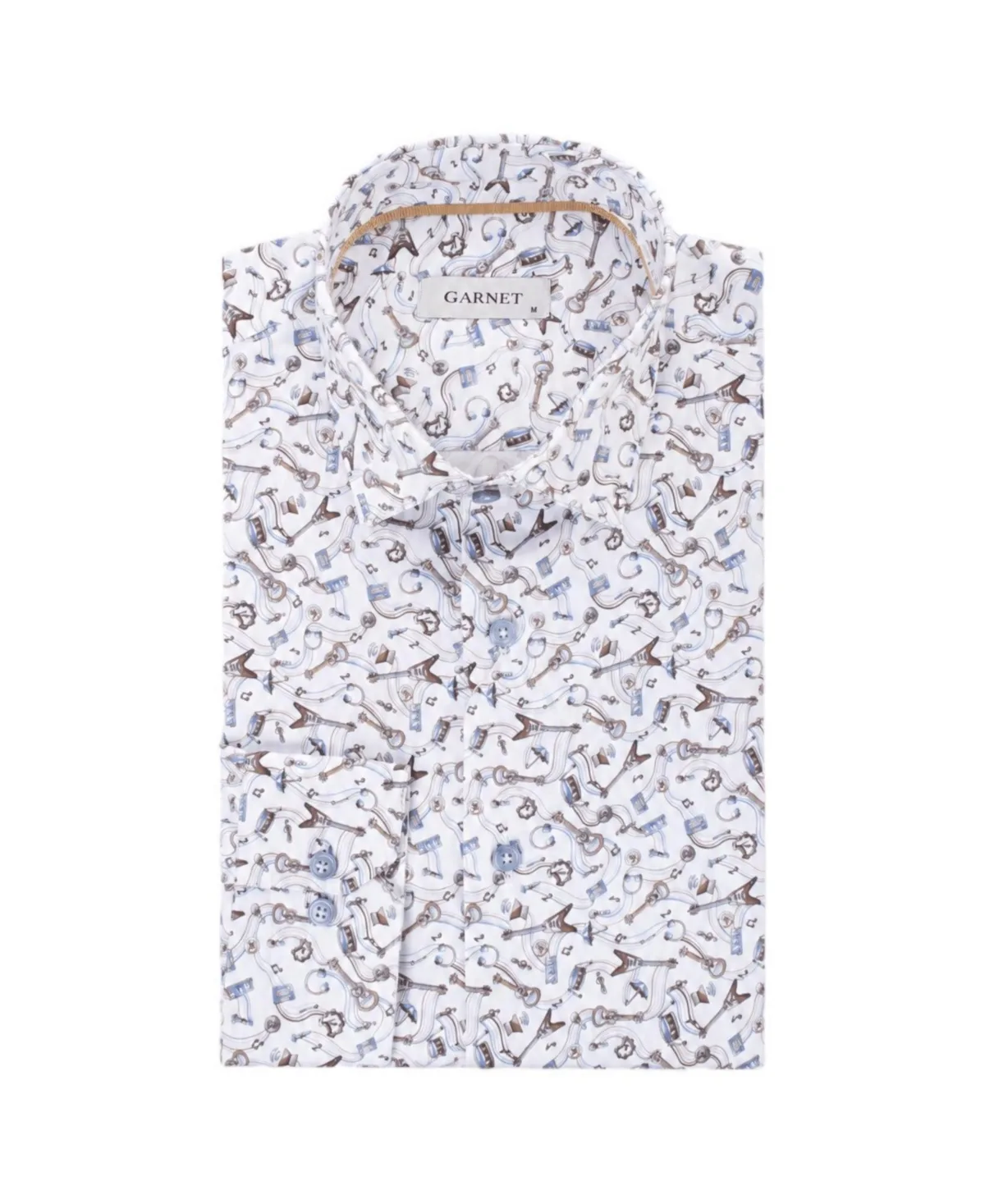 Geometric-Print Long-Sleeve Regular-Fit Shirt by Garnet