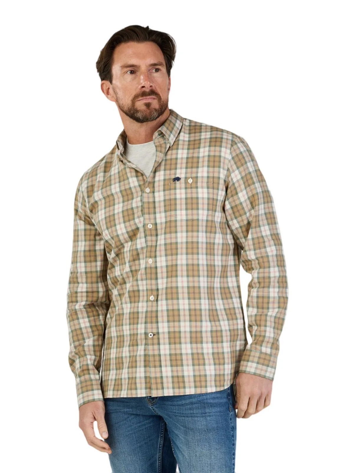 Suffolk Checked Long-Sleeve Dress Shirt by Raging Bull