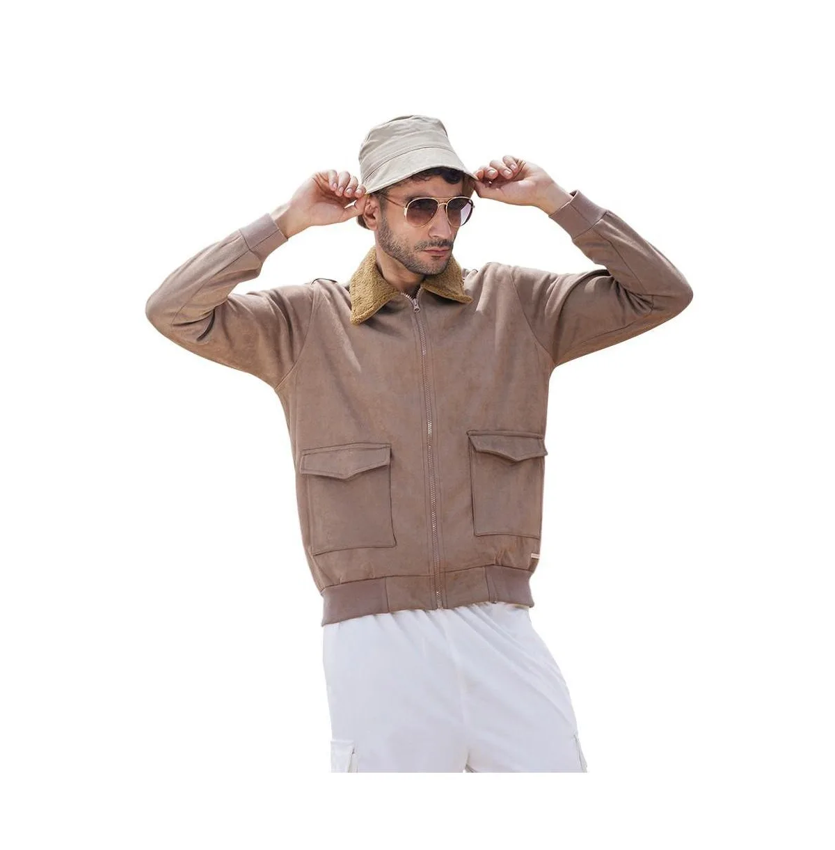 Zip-Front Suede Jacket by Campus Sutra