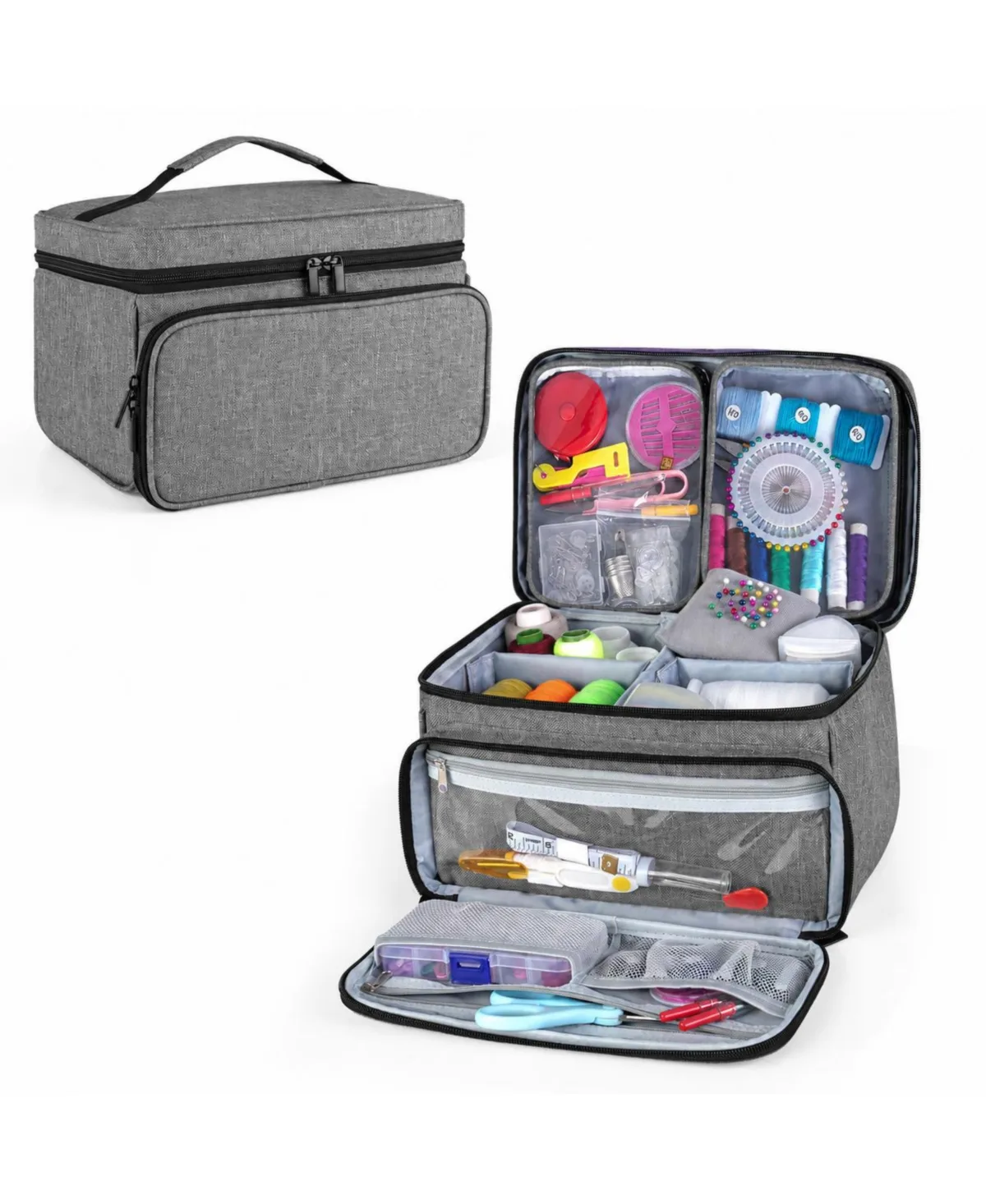 Heavy Duty Nylon Sewing Organizer with Detachable Pockets and Pin Cushion by Aeelike