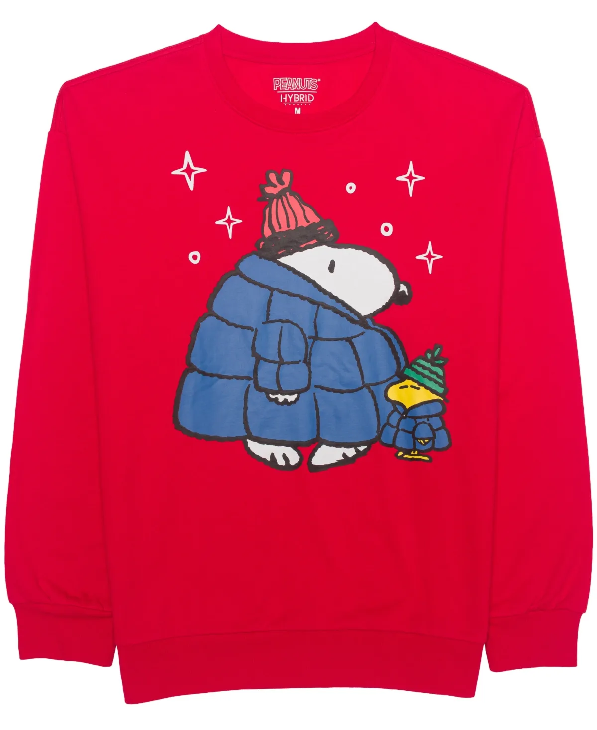 Snoopy Puffer Graphic Long-Sleeve Crewneck Sweatshirt by Hybrid Apparel