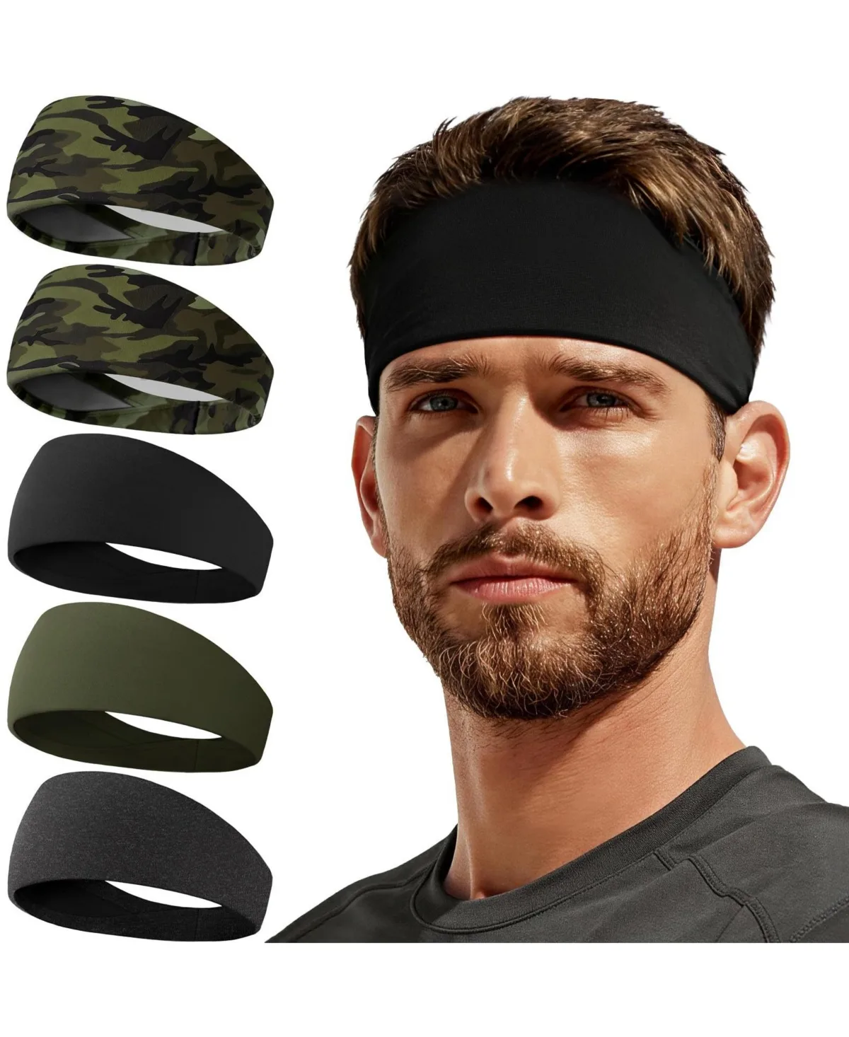 5 Pack Moisture Wicking Sports Headbands Lightweight Non Slip Workout Gear by Peneyon