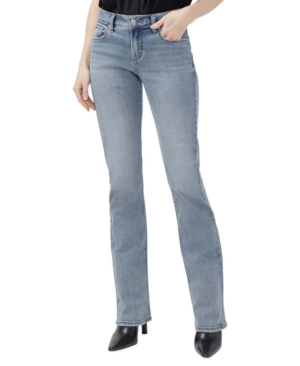 Elyse Slim Boot Stretch Bootcut Cotton-Blend Jeans by Silver Jeans