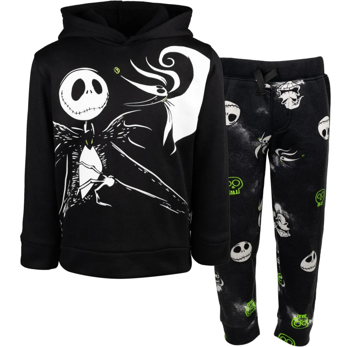 Skellington Fleece Pullover Hoodie and Pants Outfit Set by Nightmare Before Christmas