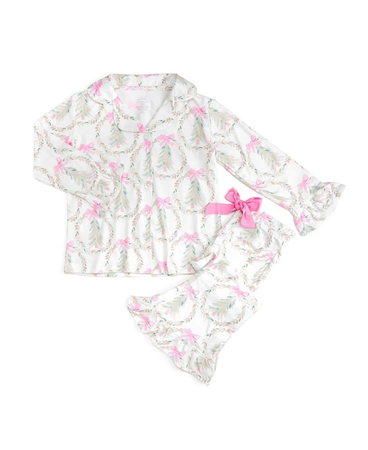 Holiday Long-Sleeve Button-Down Top and Pants, 2-Piece Set by Sweet Wink