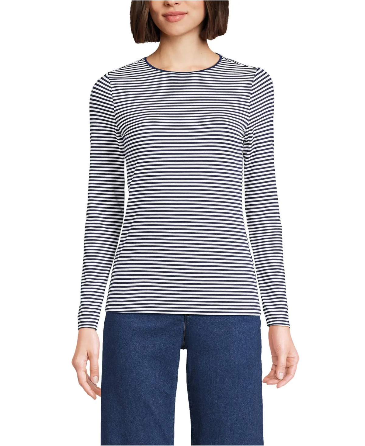 Lightweight Jersey Skimming Long Sleeve Crew Neck T-Shirt by Lands' End