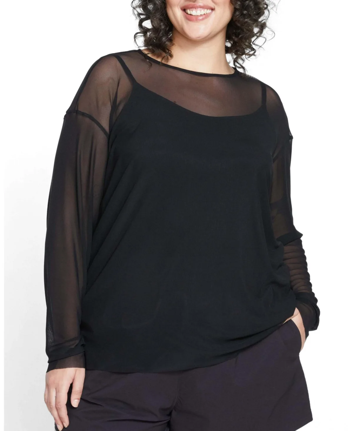 Sheer Mesh Floral-Print Top by Universal Standard