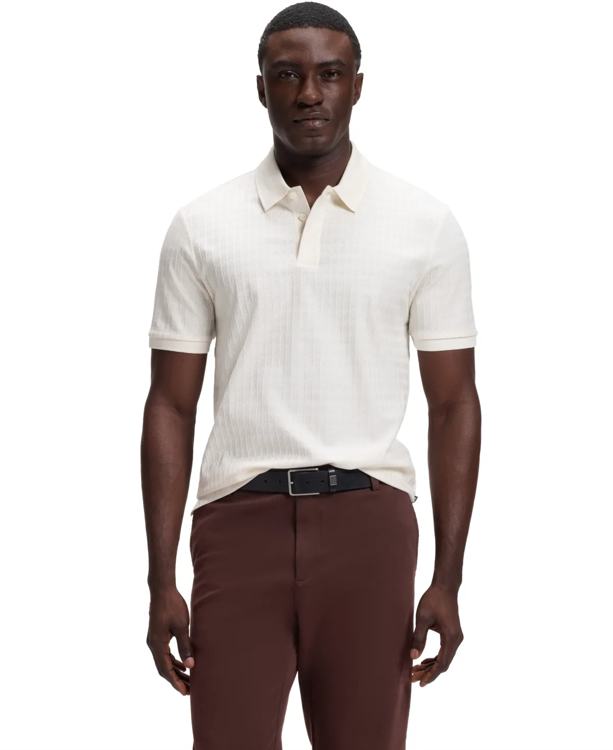 Boss by Hugo Boss Cotton Regular-Fit Geometric-Jacquard Polo Shirt by Hugo Boss