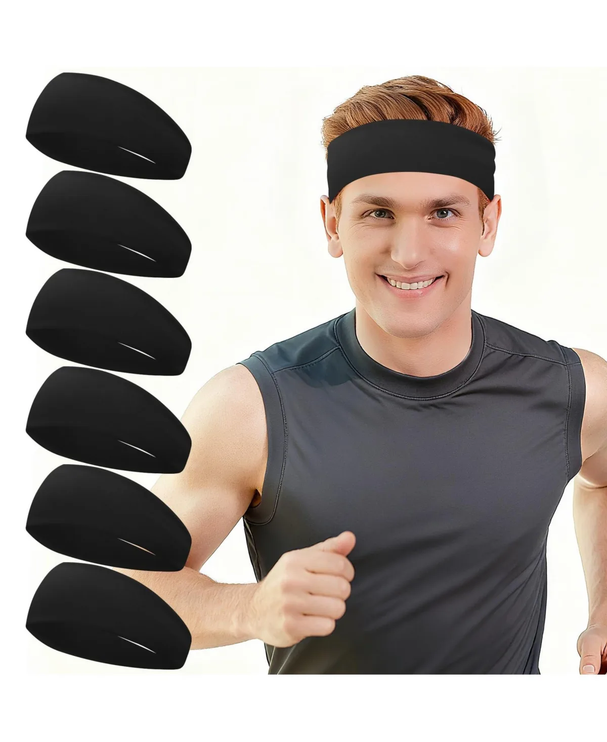 Sportneer Wide Athletic Headbands 6 Pack Sweat Wicking Workout Running Yoga Bands by Sportneer
