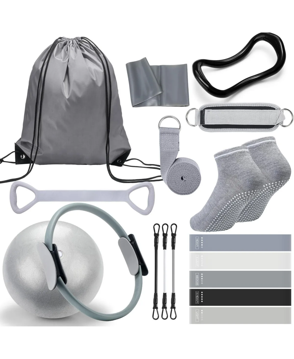 Sportneer 18 Piece Pilates Ring Set Complete Home Workout Fitness Accessories by Sportneer
