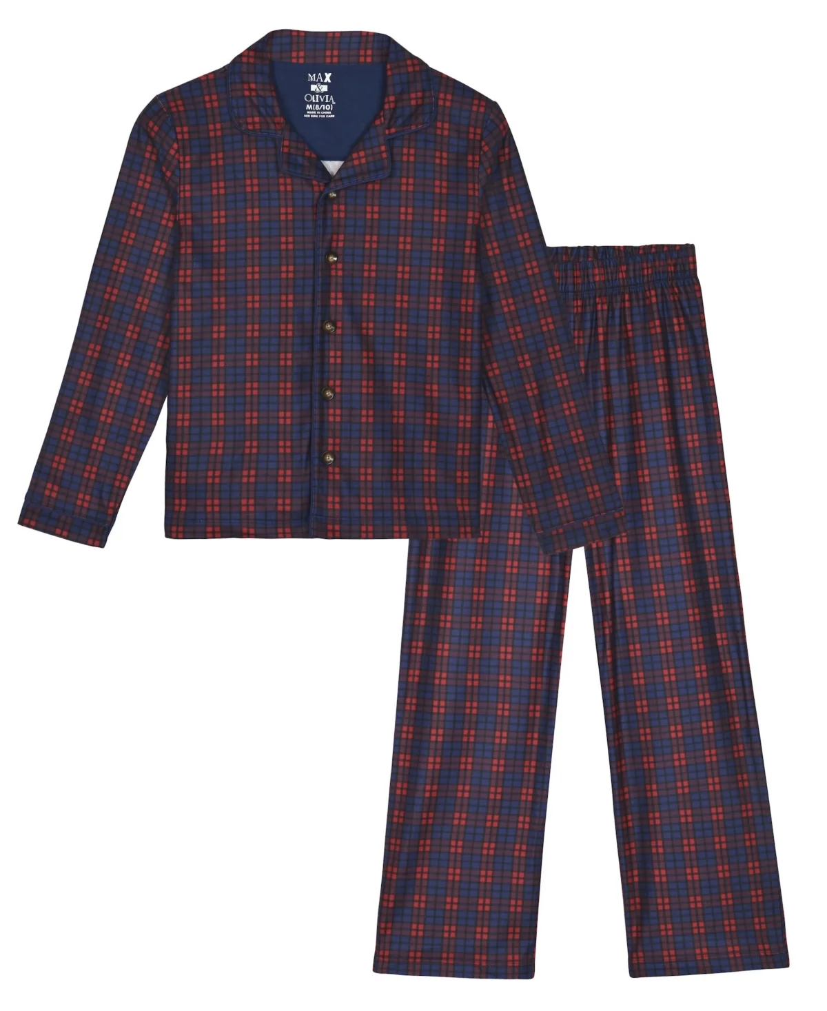 Plaid Flannel Long-Sleeve Top and Pants, 2-Piece Set by Max & Olivia