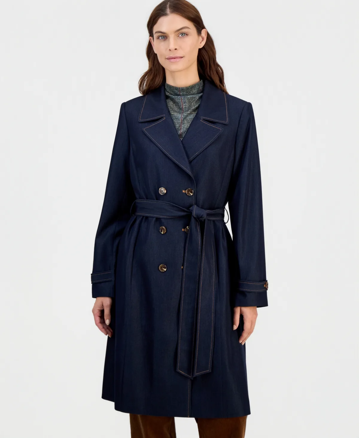 Tahari Asl Denim Trench Coat by Tahari