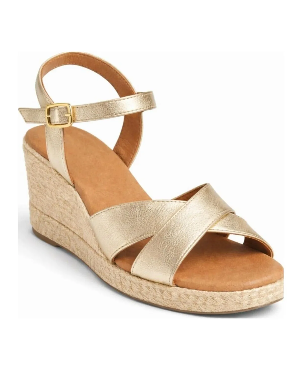Jimena Double Band Gold Wedge Espadrilles by Menina Step