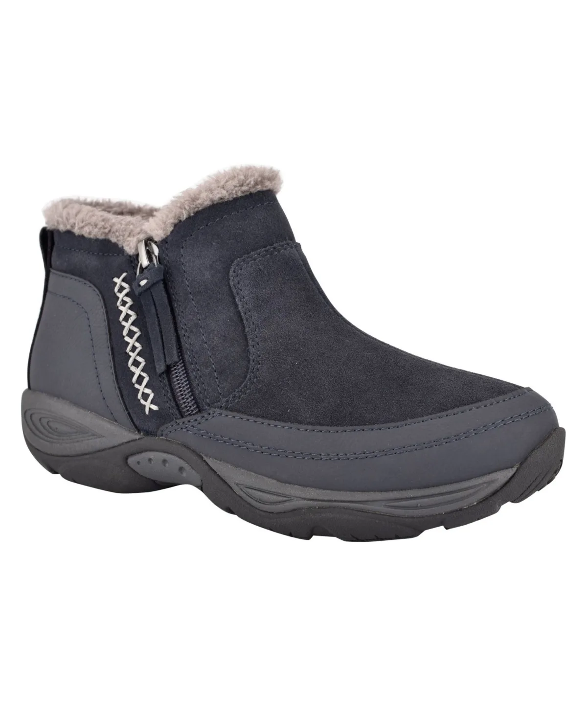 Epic Cold Weather Side Zip Booties - Dark Blue Suede by Easy Spirit