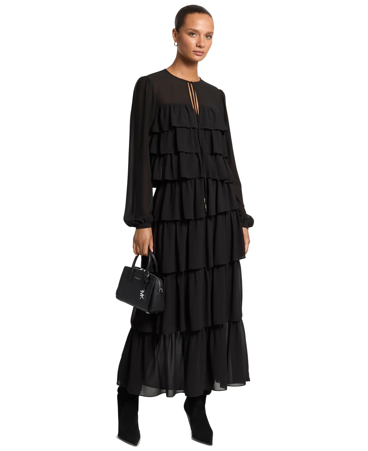 Long-Sleeve Ruffle Tier Maxi Dress by MICHAEL Michael Kors