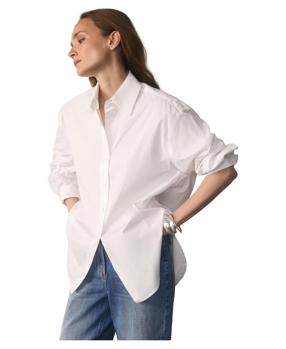 Claudia Cotton-Blend Oversized Long-Sleeve Button-Down Shirt by The Fold