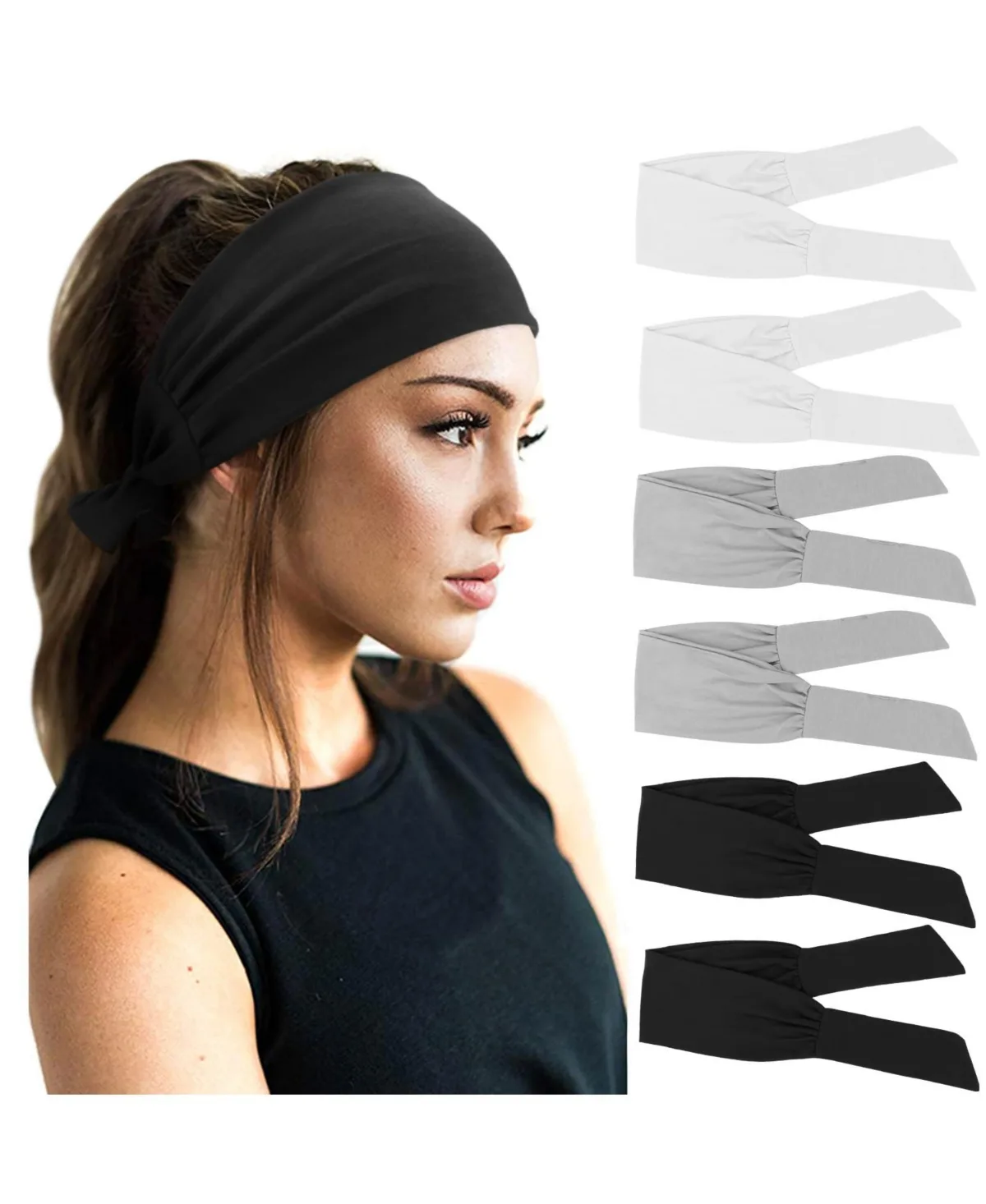 Adjustable Knotted Non-Slip Hair Bands, 6-Piece Set by Peneyon
