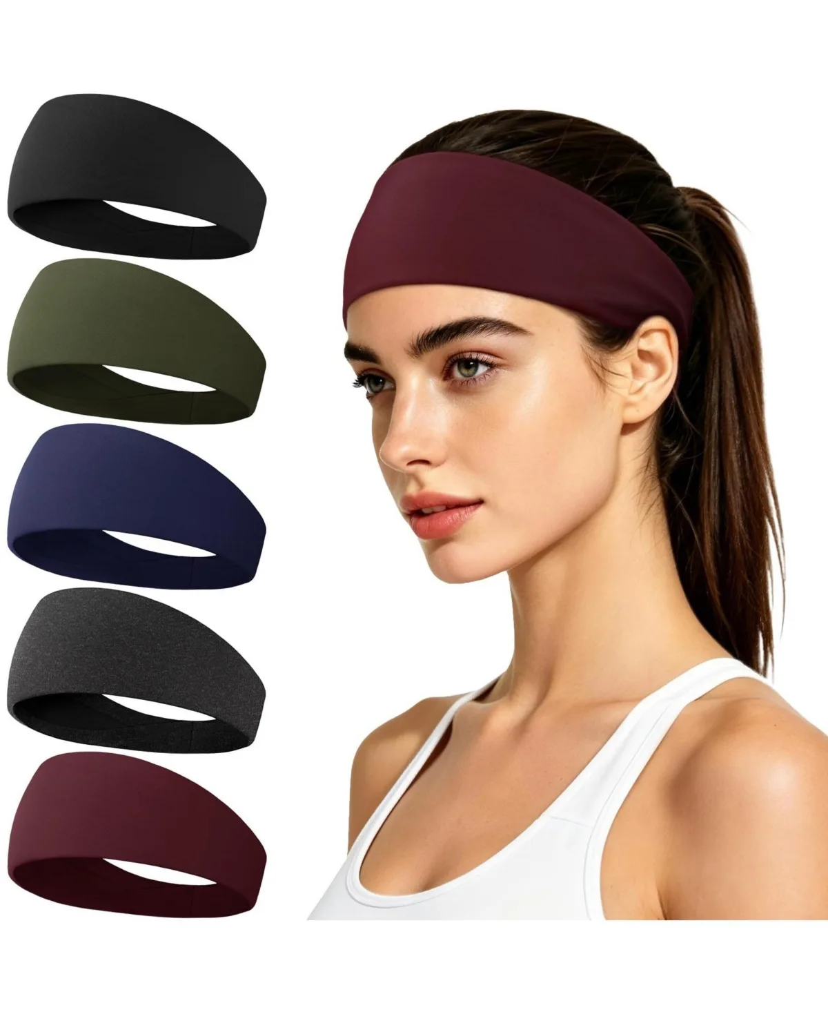 5 Pack Moisture Wicking Sports Headbands Lightweight Non Slip Workout Gear by Peneyon