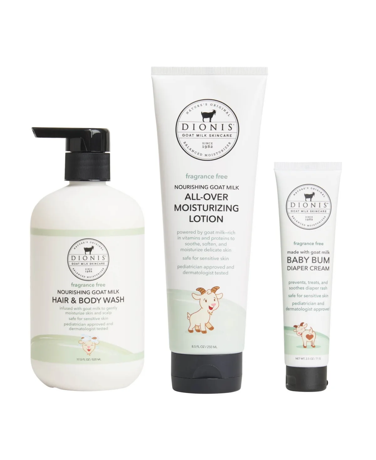 3-Piece Goat Milk Baby Care Bundle Set by Dionis