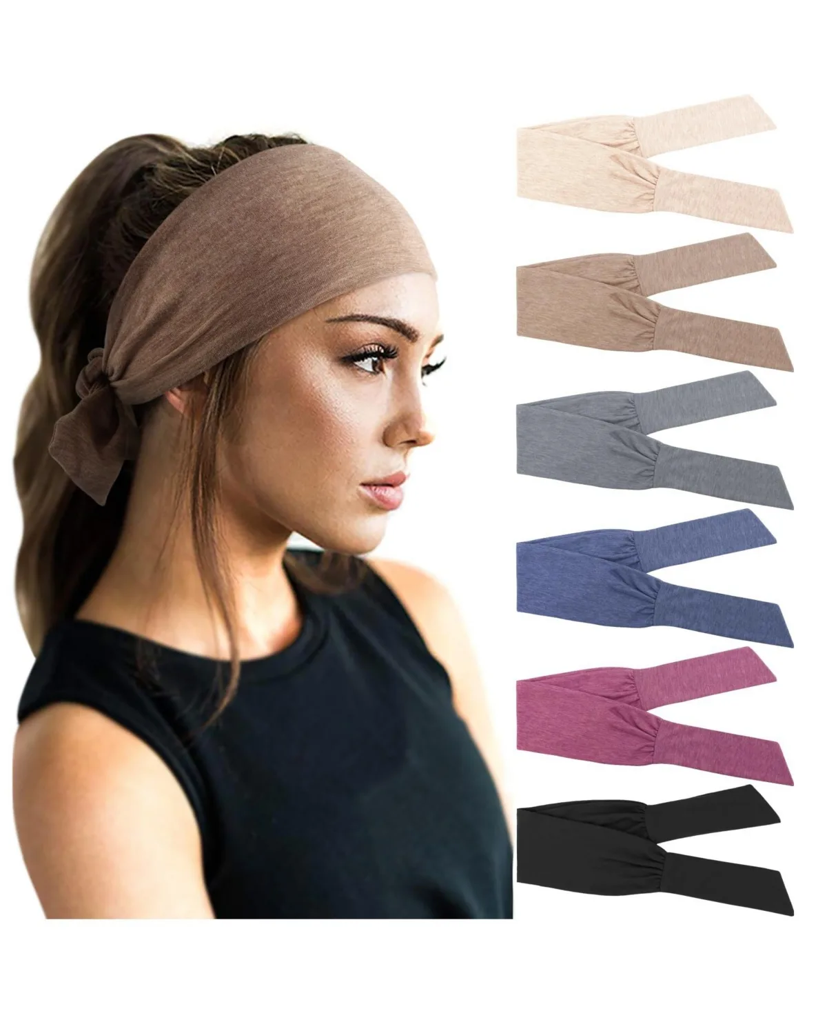 Adjustable Knotted Non-Slip Hair Bands, 6-Piece Set by Peneyon